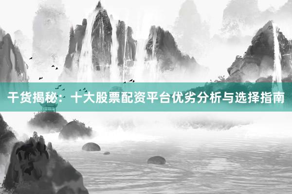 干货揭秘:十大股票配资平台优劣分析与选择指南