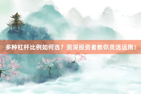 多种杠杆比例如何选?资深投资者教你灵活运用!