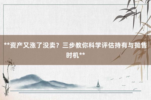 **资产又涨了没卖?三步教你科学评估持有与抛售时机**