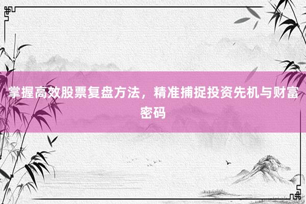 掌握高效股票复盘方法，精准捕捉投资先机与财富密码
