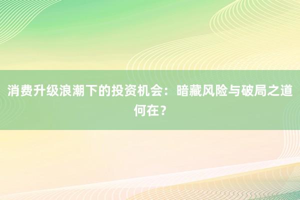 消费升级浪潮下的投资机会:暗藏风险与破局之道何在?