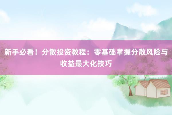 新手必看！分散投资教程：零基础掌握分散风险与收益最大化技巧